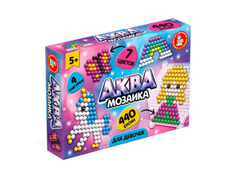 Аквамозаика 440 дет. 4 картинки, планшет "Для девочек"