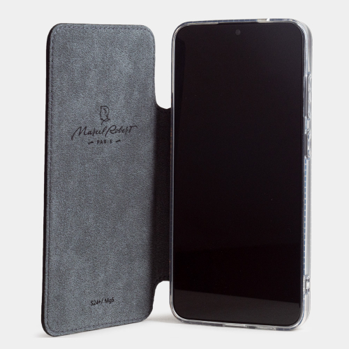 Чехол для Samsung Galaxy S24 Plus из натуральной кожи теленка, черного цвета
