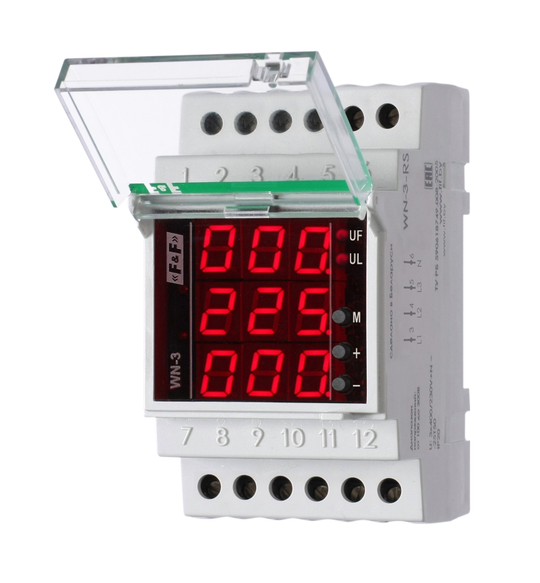 Указатель напряжения (вольтметр) WN-3-RS 3х-фазн.., диап.изм. 20-450В DIN F&F