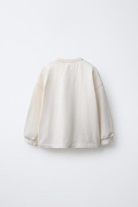 ZARA Х BENSIMON ® ФУТБОЛКА С ДЛИННЫМИ РУКАВАМИ, ЭКРЮ