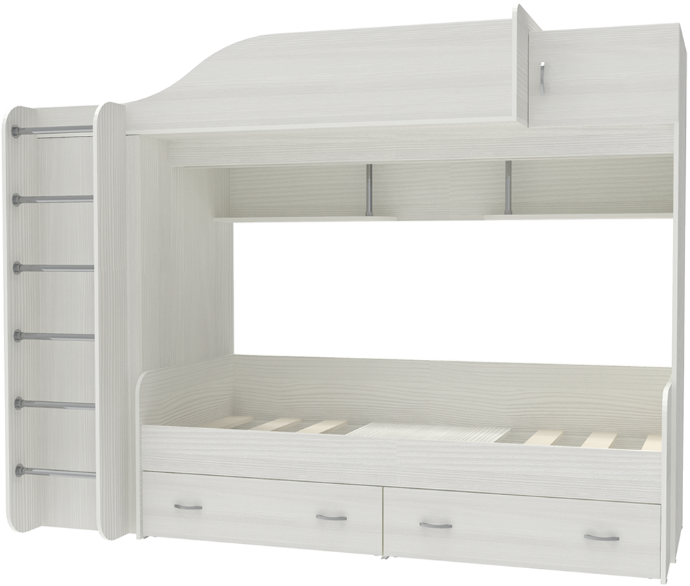 Двухъярусная кровать КарИВи Дуэт-3 Белое Дерево Белое Дерево