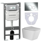 Комплект подвесной безободковый унитаз Ceramica Nova Metric + инсталляция с клавишей смыва, хром глянцевый CN3007_1001CH_1000