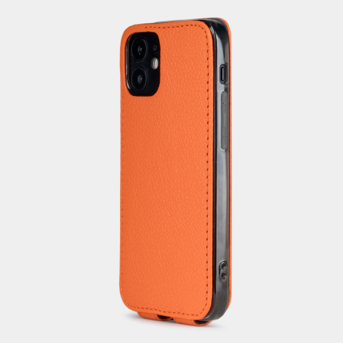 Чехол для iPhone 12 Mini из натуральной кожи теленка, оранжевого цвета