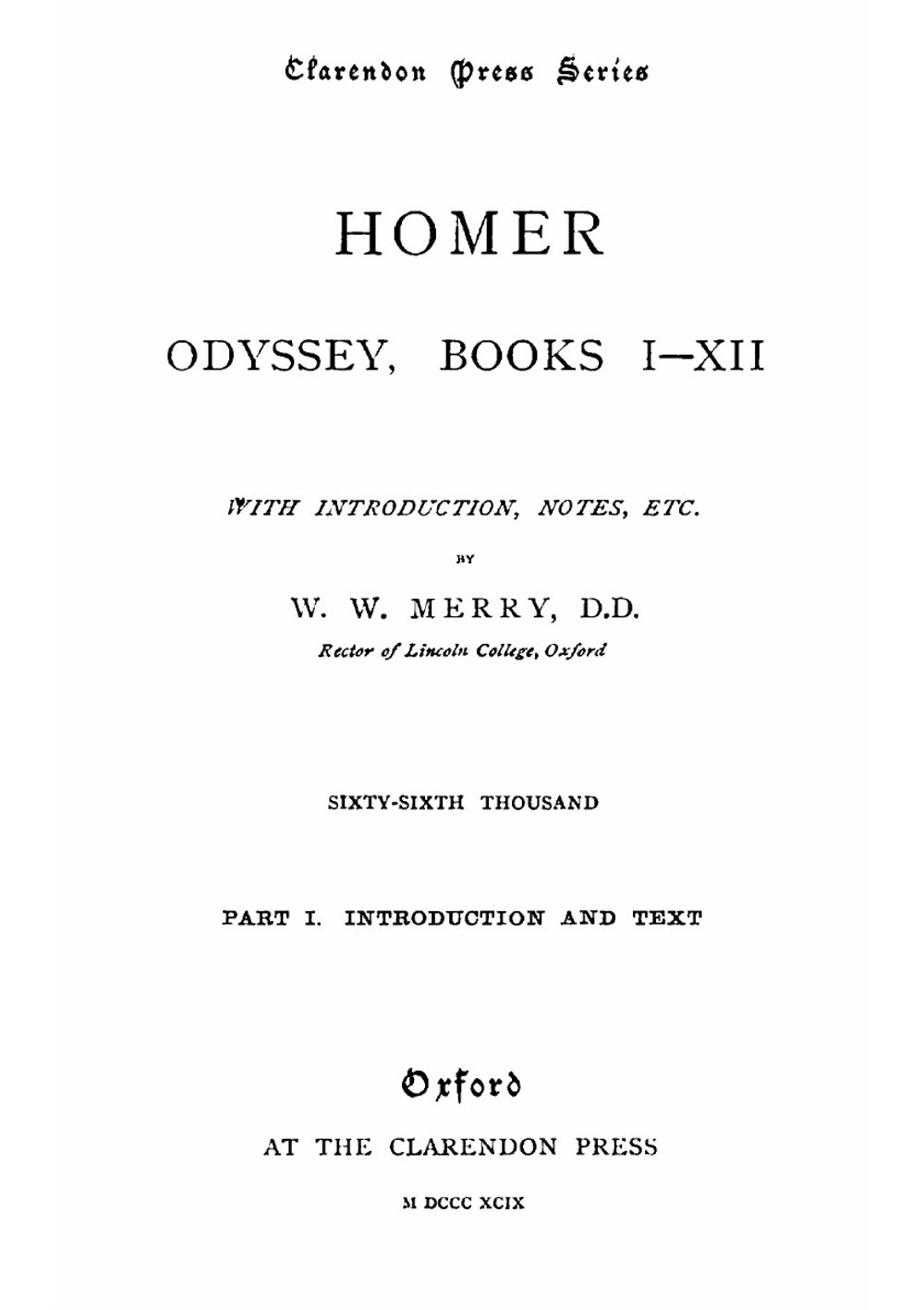 Odyssey: books I-XII. With introd., notes, etc. (Greek Edition) | Homer