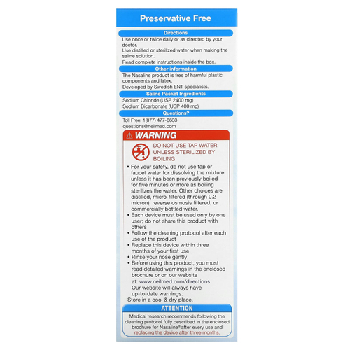 Squip, Nasaline Junior, система промывания носа, для детей в возрасте 4–12 лет, набор из 14 предметов