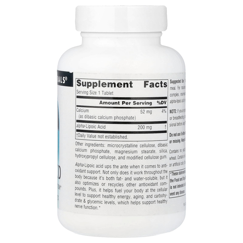 Source Naturals, альфа-липоевая кислота, 200 мг, 120 таблеток