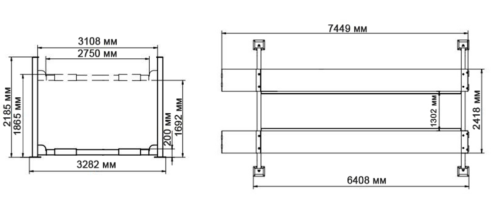 PEAK 418 Подъемник четырехстоечный, 8 т., для слесарных работ