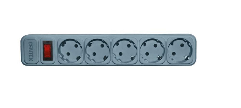 Сетевой фильтр Centek СТ-8900-5-1,8 Gray (серый) 5 розеток, 1,8 м, ДВОЙНАЯ ЗАЩИТА, макс до 2200 Вт