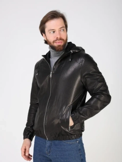 Кожаная куртка демисезонная с капюшоном