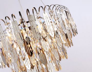 Подвесная люстра с хрусталем 8*Е27 TR5255/8 CH/CL хром/прозрачный Traditional Ambrella