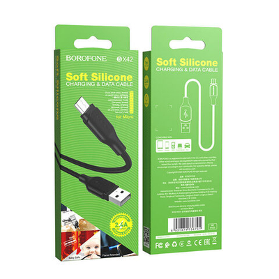 Кабель Borofone BX42 USB-microUSB 2.4A 1м Silicone Black