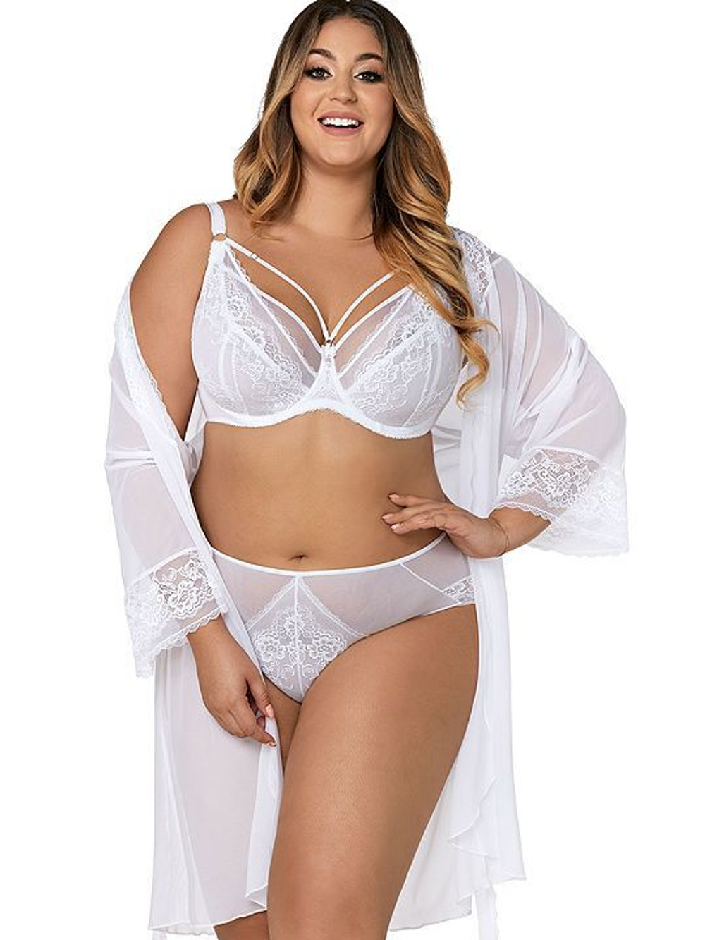 Соблазнительный бюстгальтер с мягкой чашкой и декоративными бретелями (Размер: 65H) (Цвет: черный)