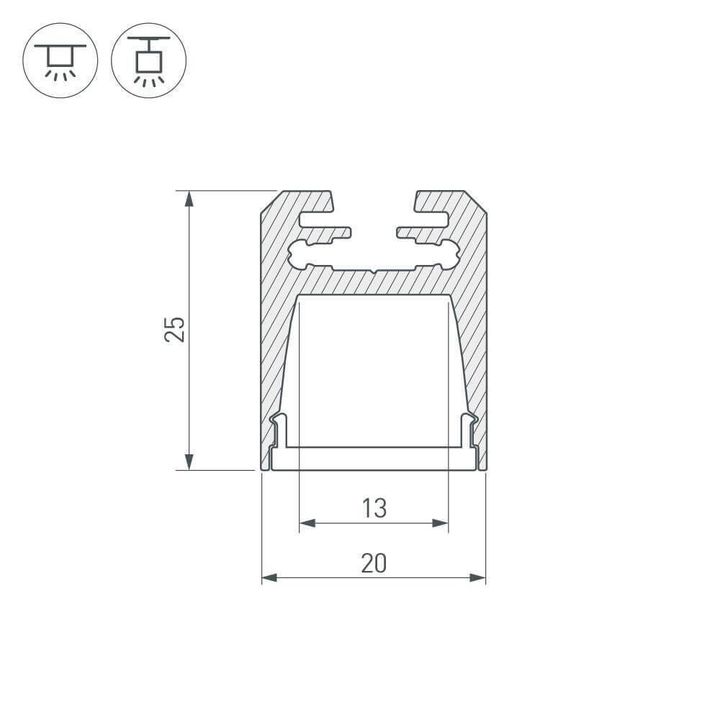 Профиль с рассеивателем Arlight ALU-SWISS-20-2000 ANOD+FROST 024197