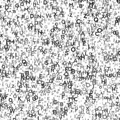 Английские буквы на белом фоне.