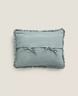 ZARA HOME ЛЬНЯНОЙ ЧЕХОЛ ДЛЯ ДЕКОРАТИВНОЙ ПОДУШКИ, ЗЕЛЕНЫЙ