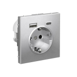 ARTGALLERY РОЗЕТКА 16А с 2 USB A+C, 5В/2,4А/3,0А, 2х5В/1,5А, механизм, АЛЮМИНИЙ