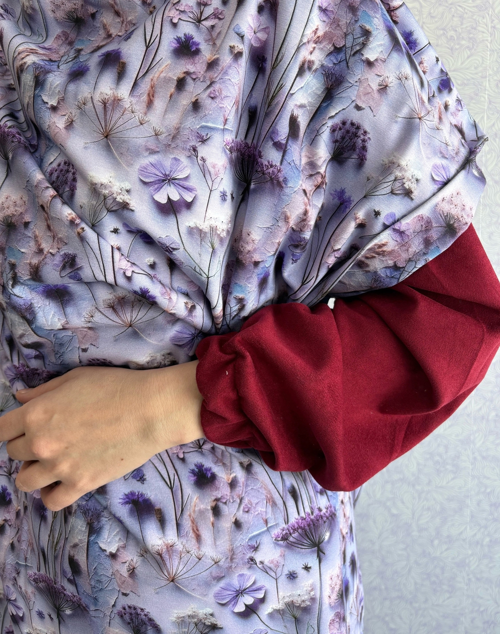 ФИОЛЕТОВЫЕ ПОЛЕВЫЕ ЦВЕТЫ - Кулирка с лайкрой, компакт пенье (ДЖ69 Маша)