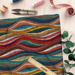 Ткань флис волны мозаичные