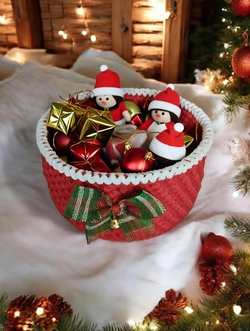 Рождественская корзинка для подарков, красная
