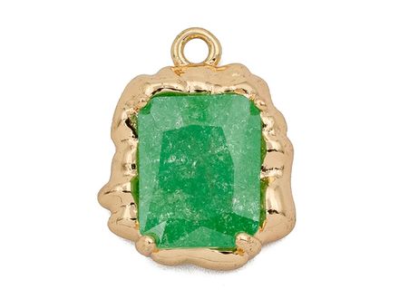 Подвеска с зеленым кристаллом 16,2х12,7мм (эффект битого стекла)