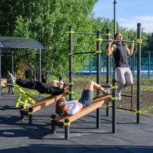 W321 Воркаут (3 турника, шведская стенка, 2 наклонные скамьи) ZAVODSPORTA