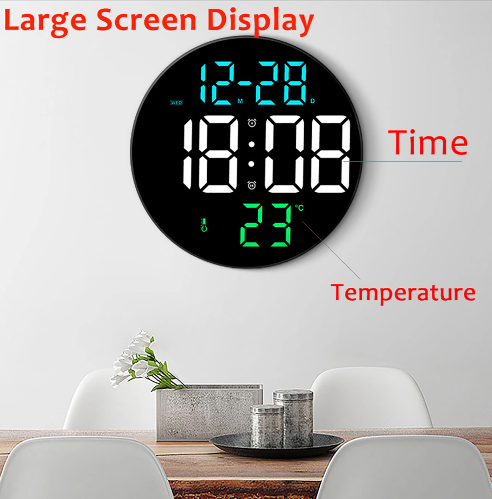 Часы настенные LED Wall Clock DS-3813L Green (пульт)