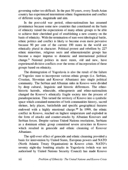 Problem of Ethnicity - The United Nations and Kosovo Crisis | Jasvir Singh