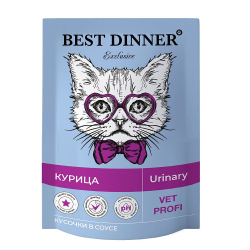 Best Dinner Exclusive Vet Profi Urinary кусочки курицы в соусе, Пауч 85 г