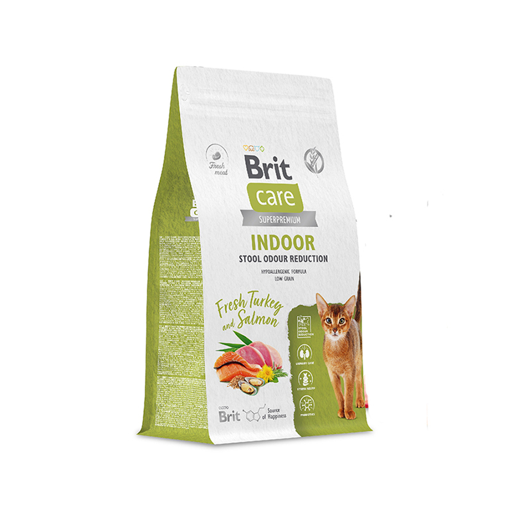 Корм Brit Care Indoor Stool Odour Reduction индейка лосось "Уменьшение запаха" для кошек 1,5 кг