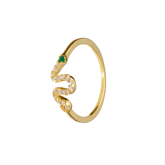 Кольцо на фалангу, змея в камнях