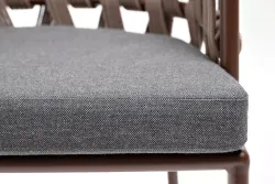 "Диего" стул плетеный из роупа, каркас из стали коричневый (RAL8016) муар, роуп коричневый круглый, ткань серая