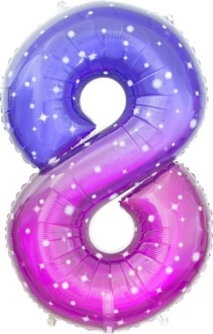 К Цифра 8 Сияющий космос Сиреневый Градиент 85 см.