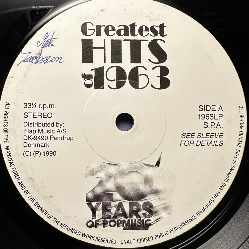 Сборник Greatest Hits Of 1963 2LP (Дания 1990г.)