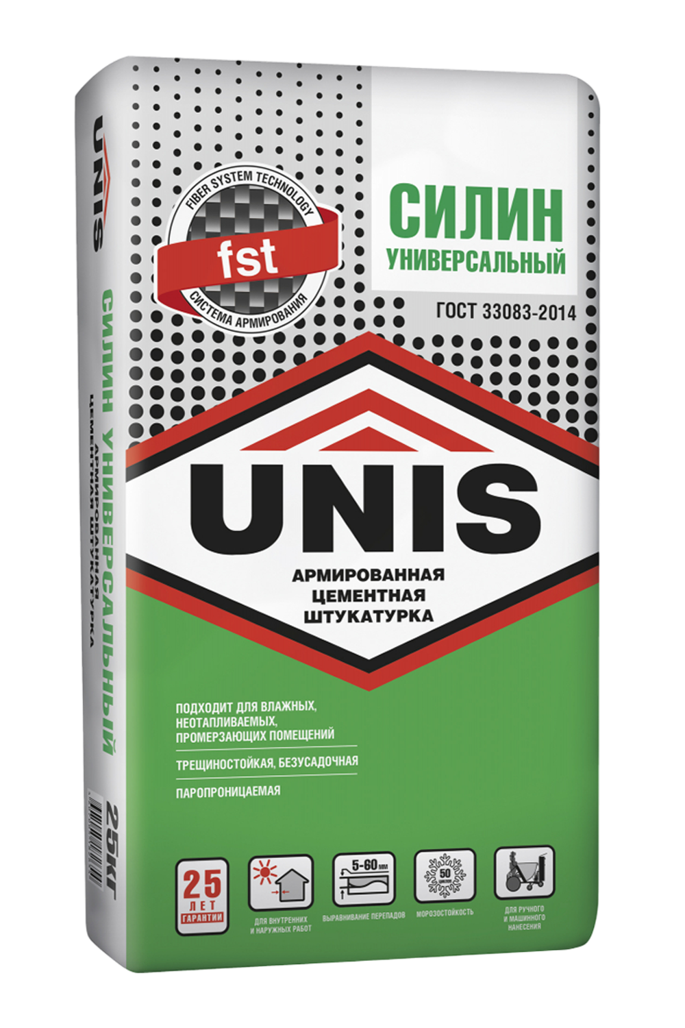 Штукатурка UNIS СИЛИН УНИВЕРСАЛЬНЫЙ армированная цементная  25 кг
