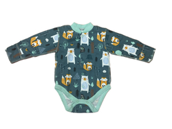 Боди с длинным рукавом на кнопках швы наружу с антицарапками из футера (100% хлопок с начесом) на рост 62 см