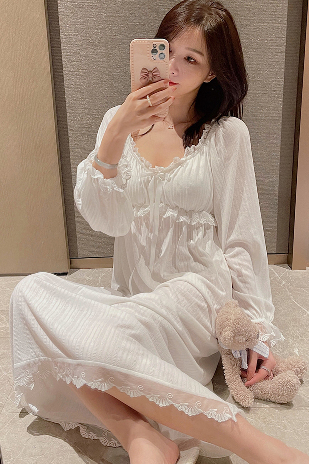 [m]Сорочка(винтаж) длинный рукав 101#