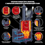 Чугунная печь для бани Авангард ЗКН 25 (П2) Pro Ураган в круглой сетке