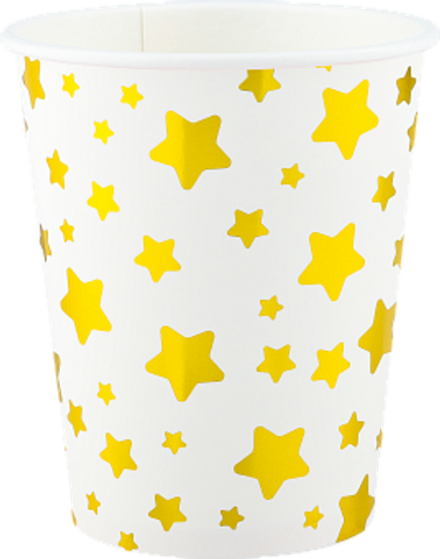 Стаканы (250 мл) Звезды Микс Белый/Золото Металлик 6 шт.