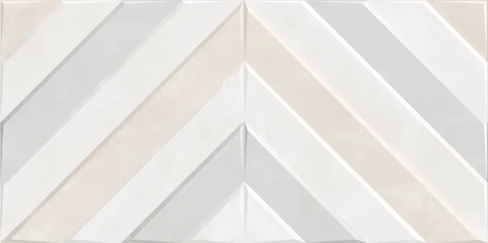 Настенная плитка ALMA Ceramica TWU09RVL407 Rivoli 50x24.9 серая / кремовая глянцевая под камень / полосы