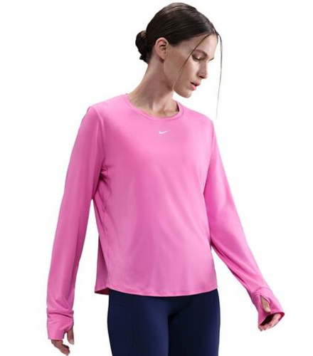 Женская теннисная футболка   Nike One Classic Dri-FIT Long Sleeve - playful pink/white