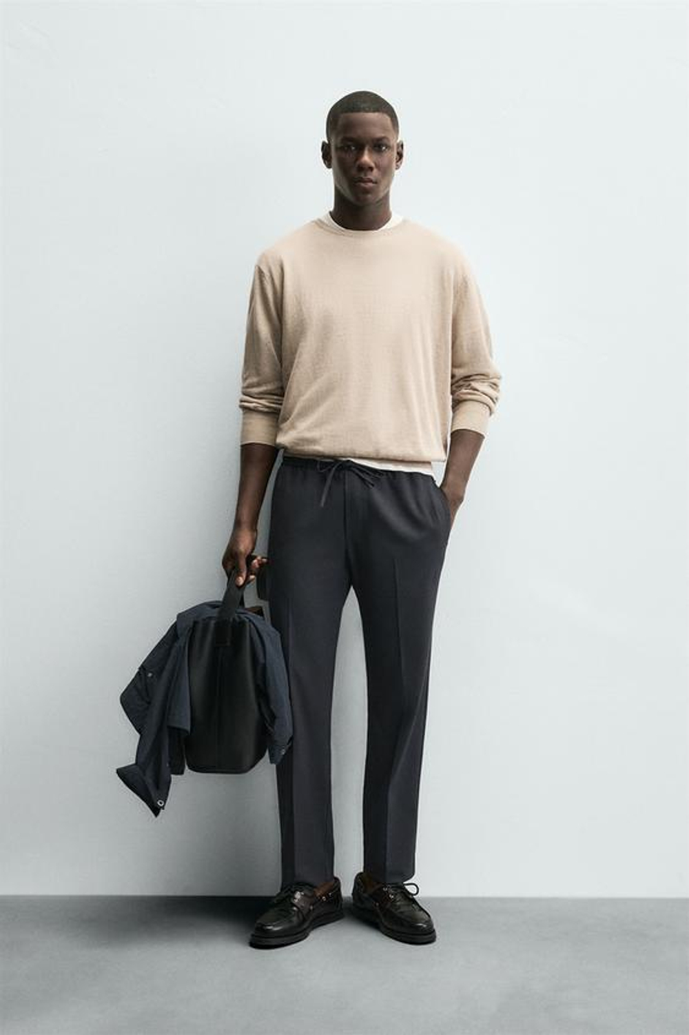 ZARA БРЮКИ-ДЖОГГЕРЫ КОМФОРТНОЙ ПОСАДКИ, СЕРО-СИНИЙ