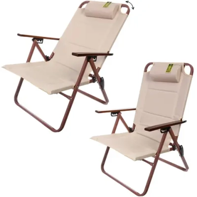 Кресло складное c подлокотниками до 120 кг DC-6018, 59*52*88 см, цвет: бежевый, каркас алюмииний, ТуристМастер