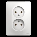 GLOSSA РОЗЕТКА двойная без заземления, 16А, в сборе, БЕЛЫЙ