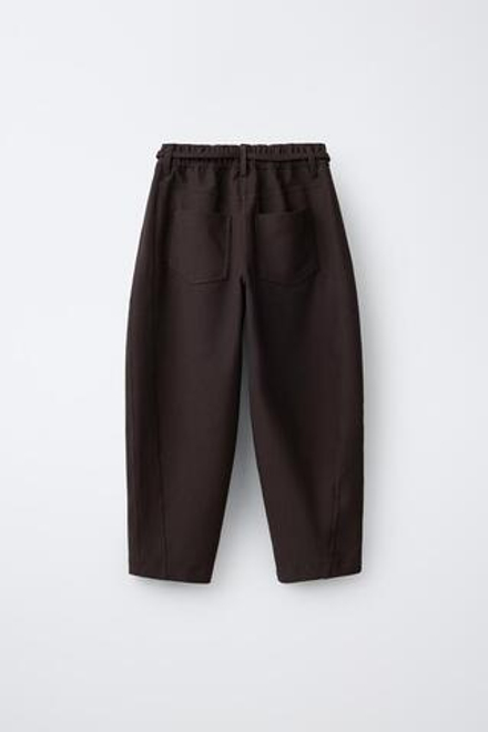 ZARA БРЮКИ BARREL НА ШНУРКЕ, КОРИЧНЕВЫЙ