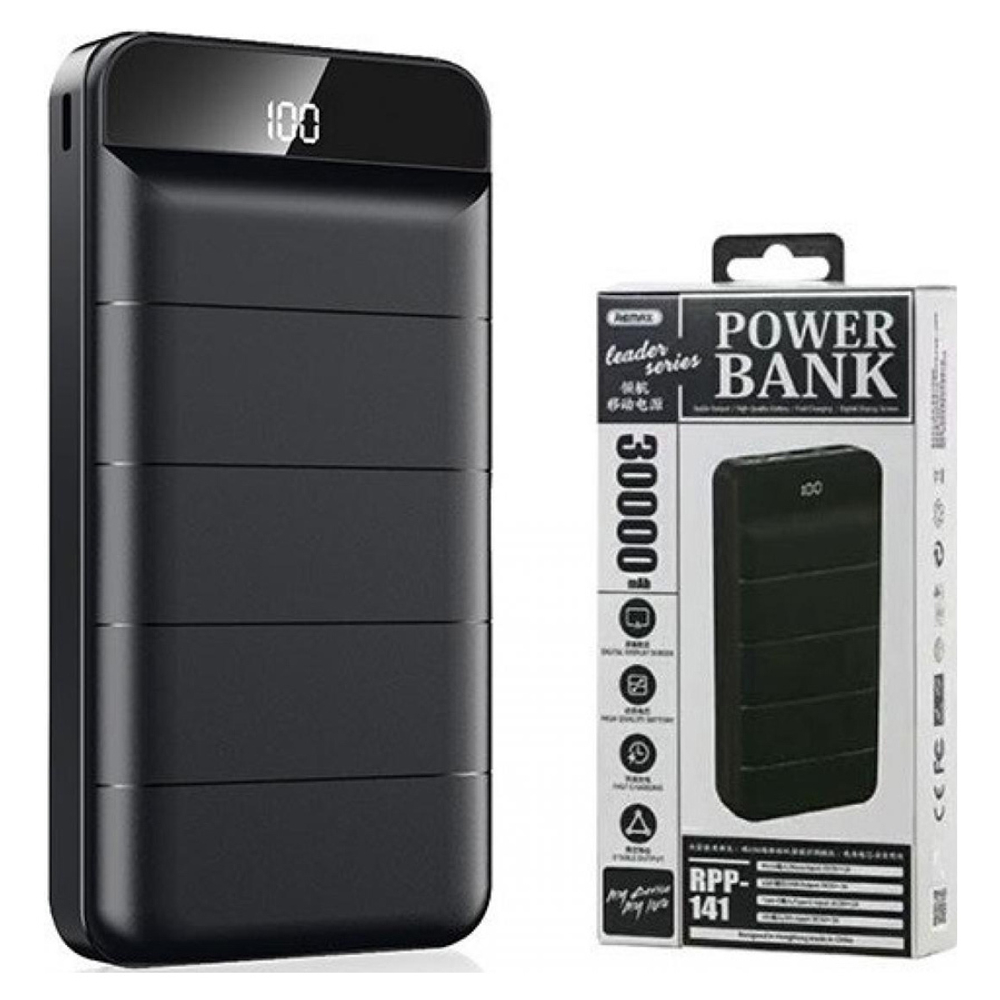 Внешний Аккумулятор (Power Bank) Remax RPP-141 30000 mAh (5,0V - 2A, LCD) Черный