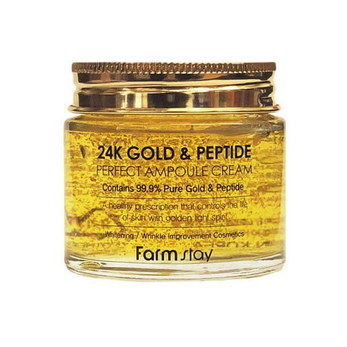 Крем для лица ампульный с золотом и пептидами FarmStay 24K Gold & Peptide Perfect Ampoule Cream 80мл