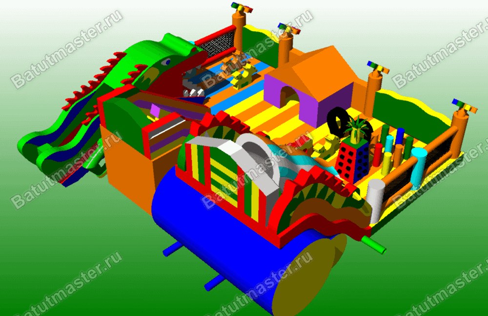 Надувной батут "Царство драконов" 13*13*7 м