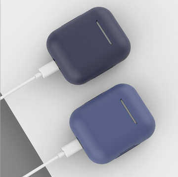 Чехол для наушников AirPods силиконовый матовый Темно-синий