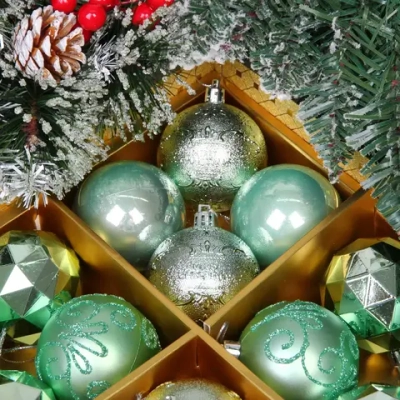 Новогодние шары «Зимняя вечеринка» 6 см (набор 16 шт), Мятный