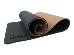 Коврик для йоги 10 мм двухслойный TPE черно-кофейный
